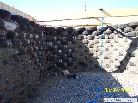 First layer of concrete filling in