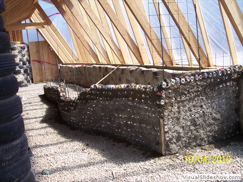 Garden walls are made of popcans
