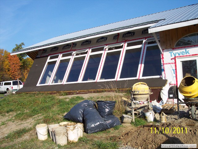 Next south wall covered in roofing paper